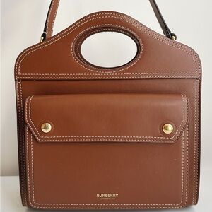 Authentic Burberry Pocket Bag Mini Leather Crossbody Satchel Handbag